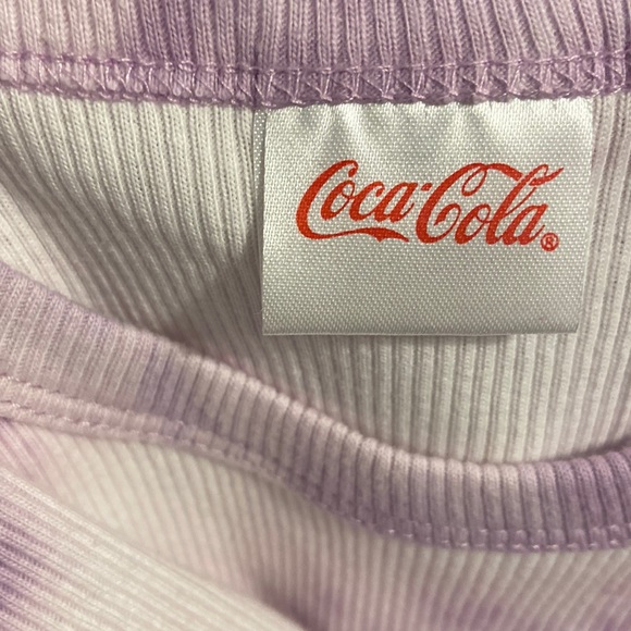 Fanta orange don't you wanta? Purple white Tye die ribbed crop top NWT Coca-Cola - Picture 2 of 7